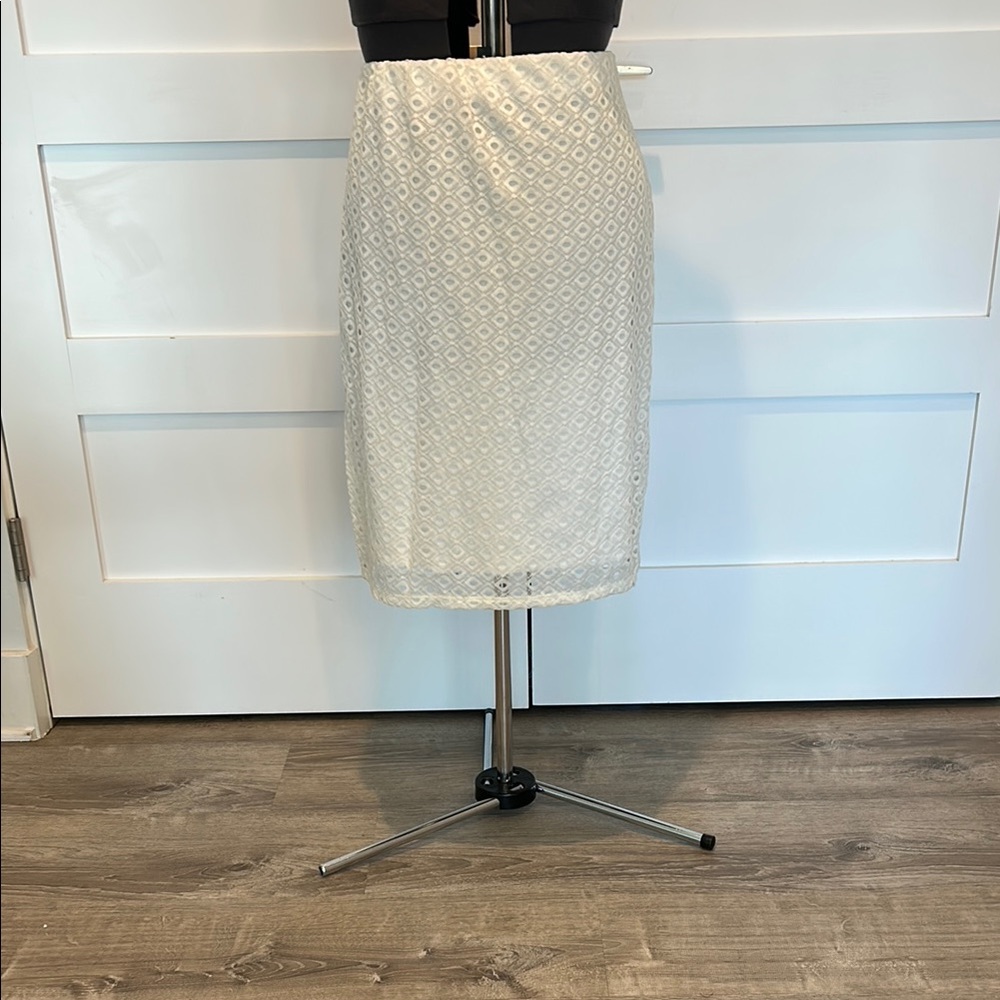 Alfani White Eyelet Pencil Skirt Knee-Length